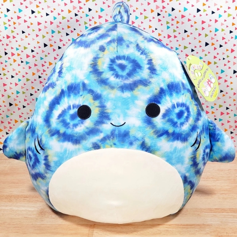 Squishmallow Luther the Blue Tie-Dye Shark 16" UltraSoft Stuffed Sealife Plush
